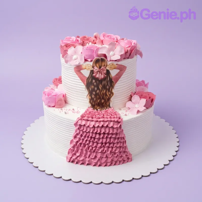 Girl In Pink Gown Women Cake Design
