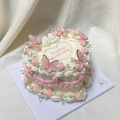 Heart Butterfly Butterflies Cake Design