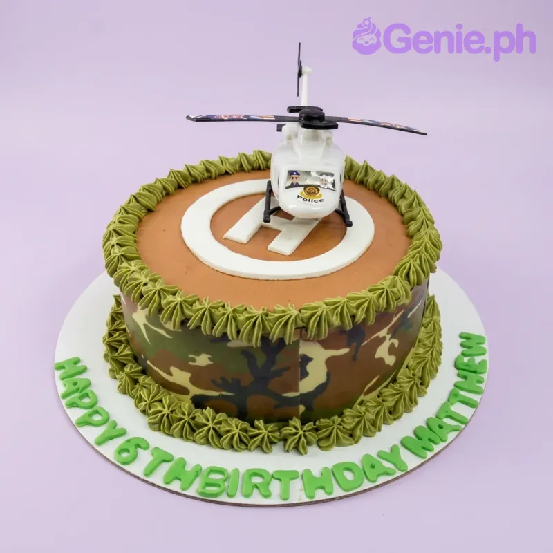 Helicopter Camouflage Police Cake Design