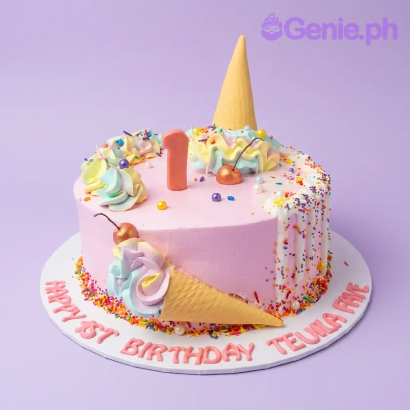 Ice Cream Birthday Candyland Cake Design