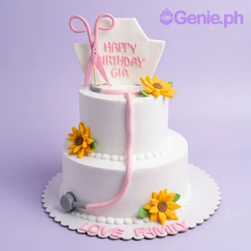 Medical Sunflower Nurse Cake Design