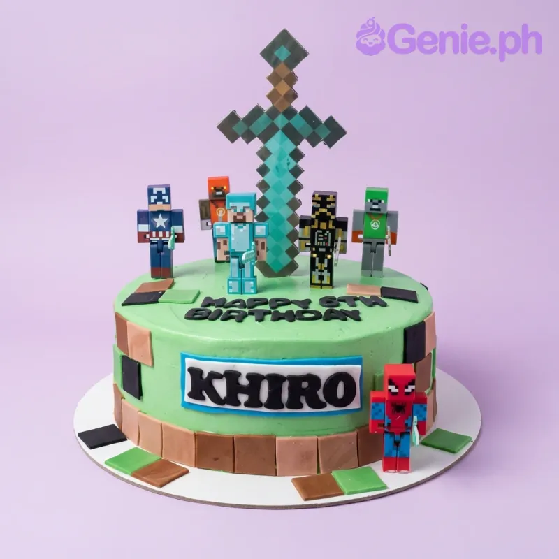 Minecraft Superhero Cake