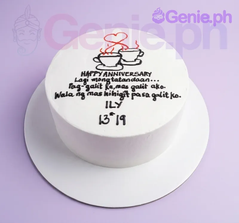 Minimalist Anniversary Coffee Cake Design