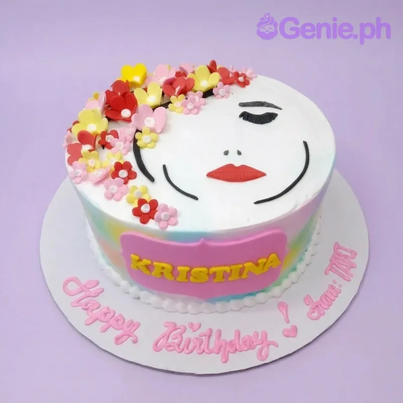 Minimalist Woman Face Women Cake Design