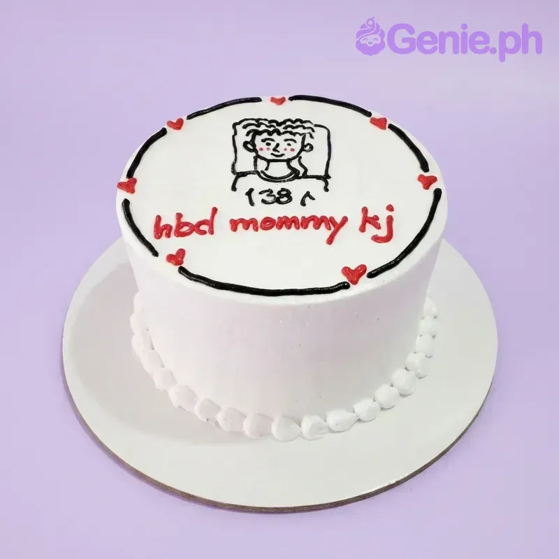 Mommy Minimalist Doodle Cake Design