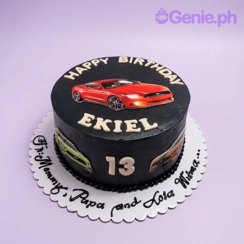 Mustang Car Wheels Cake Design