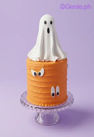 orange ghost 1 Tier - white theme with white ghost and ghost eyes