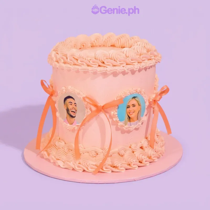 Photo Ribbon Cake Design