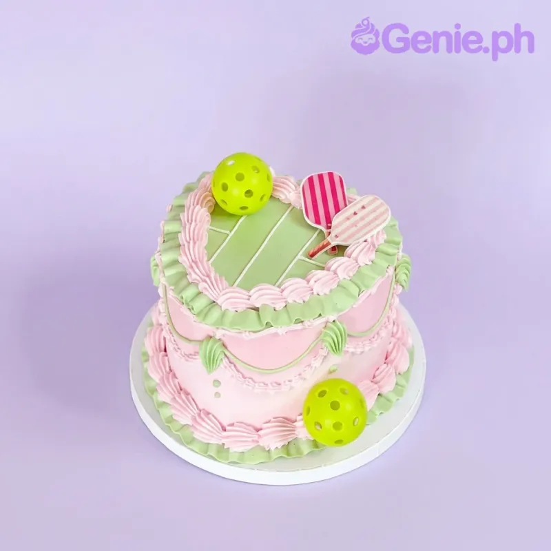 Pickleball Heart Cake