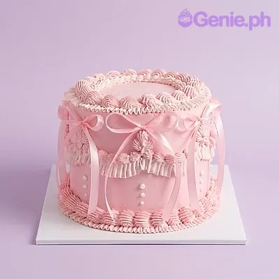 pink birthday 1 Tier - colorful theme with intricate icing drapes pink birthday 1 Tier - colorful theme with intricate icing drapes