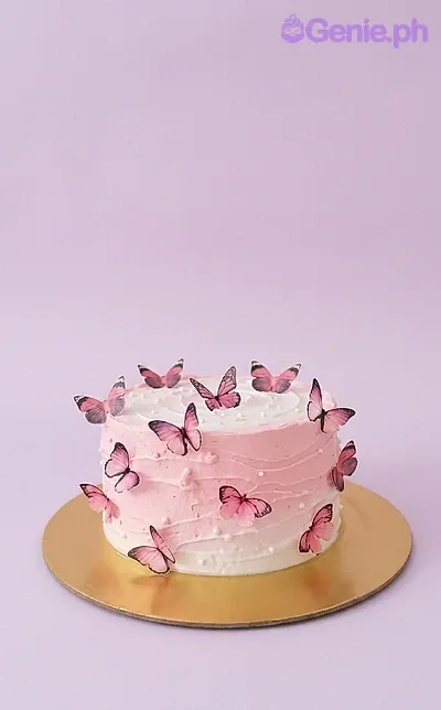 pink butterflies 1 Tier - pink theme with edible pink butterflies pink butterflies 1 Tier - pink theme with edible pink butterflies