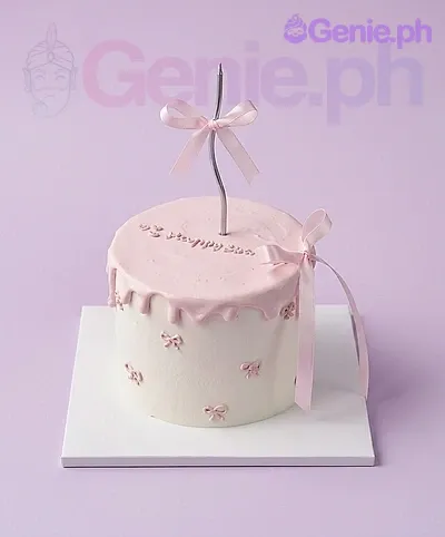Pink Minimalist Ribbon Cake Design