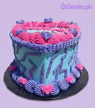 Pink Purple Heart Cake