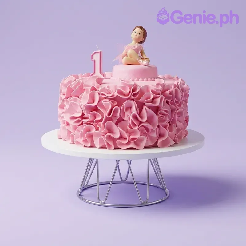 Pink Ruffle Baby Ballerina Cake Design