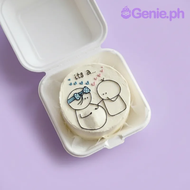 Pregnancy Reveal Doodle Cake Design