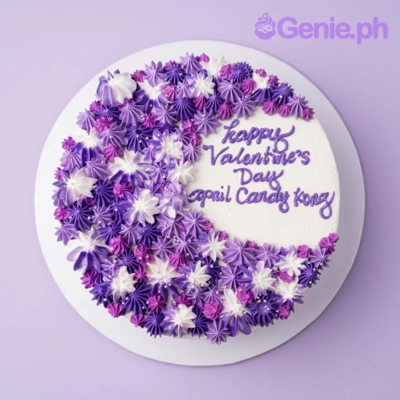 Purple Floral Moon Valentines Cake Design