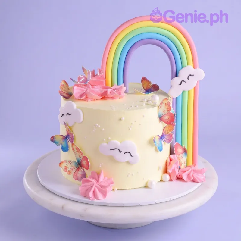 Rainbow Butterfly Rosettes Cake Design
