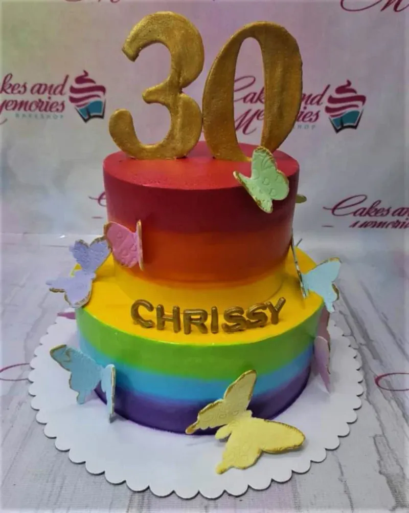 Rainbow Butterfly Butterflies Cake Design