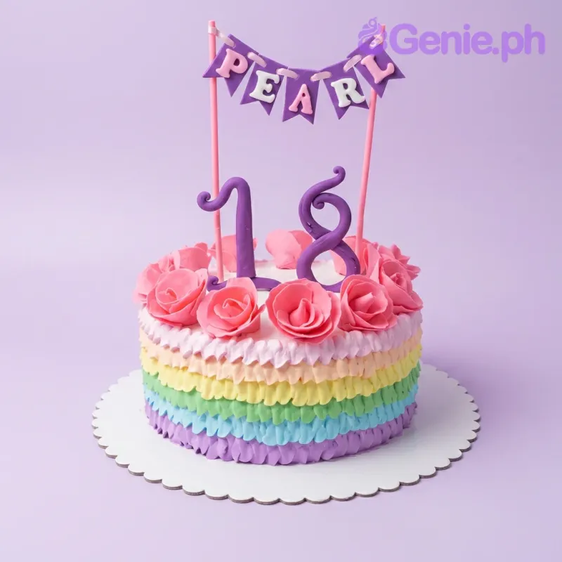 Rainbow Ruffle Debut Cake Design