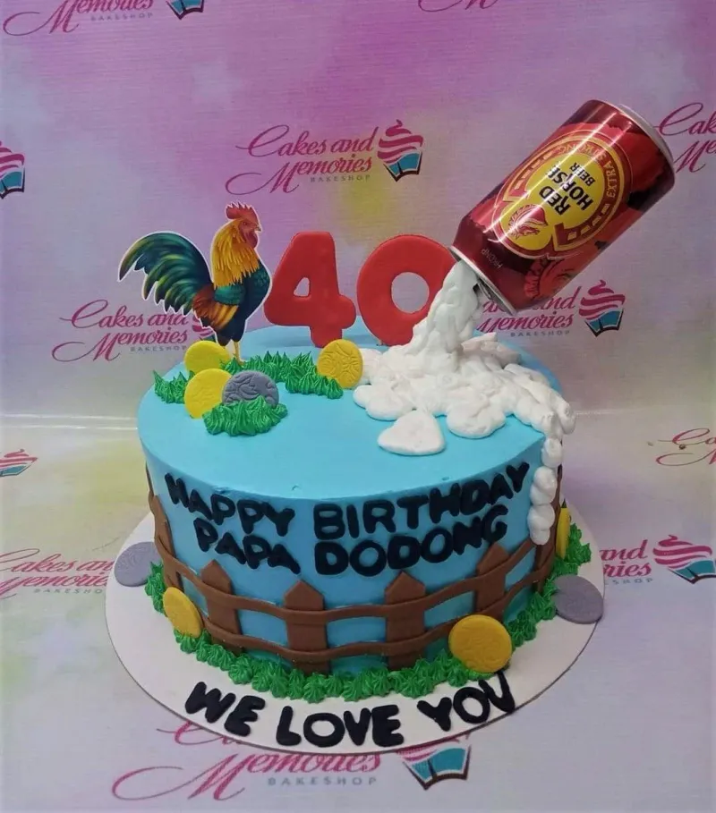 Red Horse Beer Rooster Cake Design