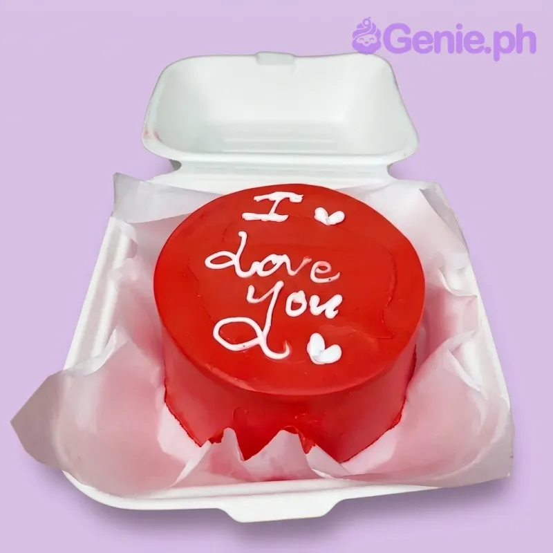Red Minimalist Love Cake Design