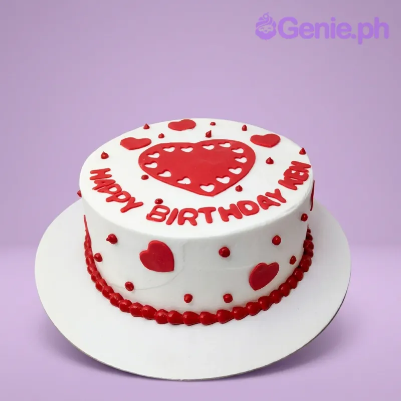 Red Minimalist Love Cake Design