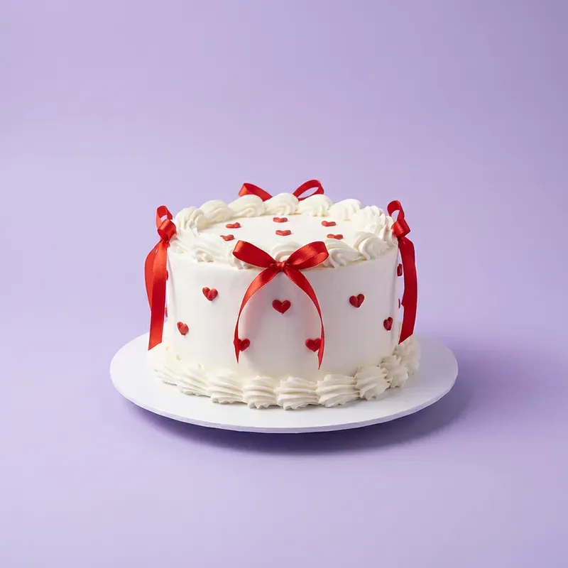 Red Ribbon Minimalist Cake