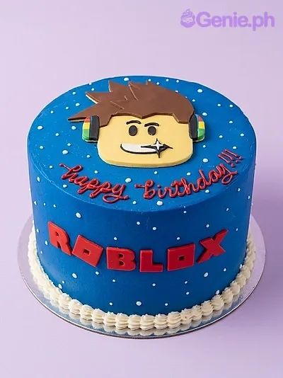 Roblox birthday 1 Tier - white theme with Roblox character head and white sprinkles Roblox birthday 1 Tier - white theme with Roblox character head and white sprinkles
