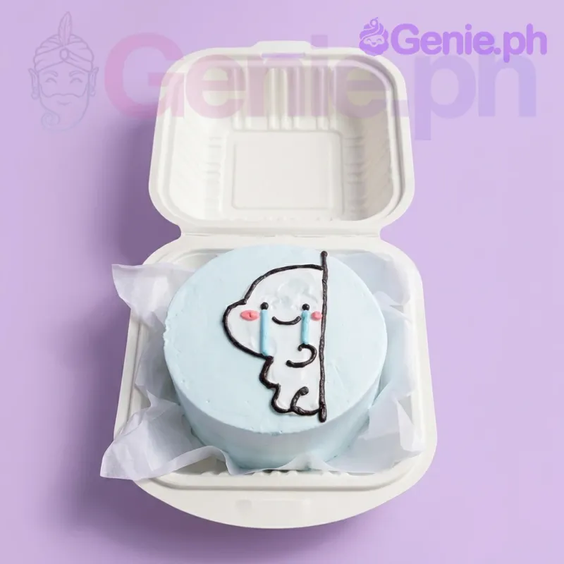 Sad Character Bento Minimalist Cake Design