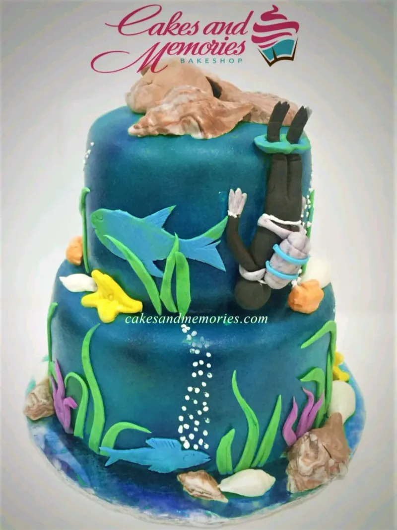 Scuba Diver Beach Cake Design