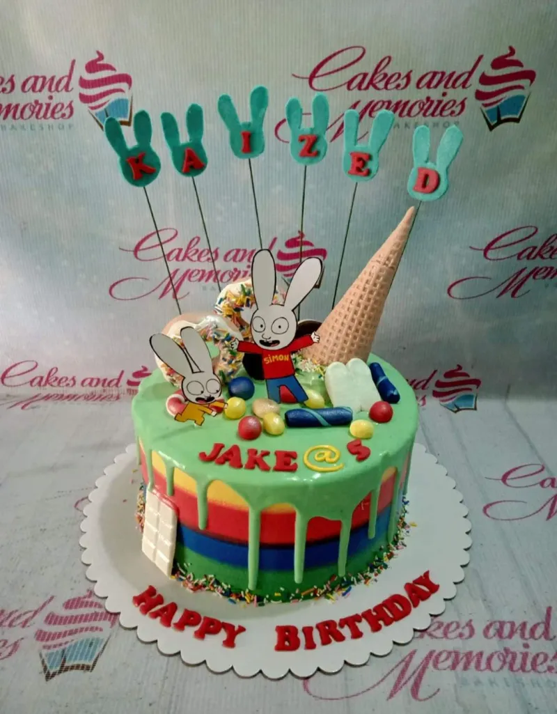 Simon Rabbit Cartoon Cake Design