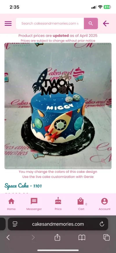 Vibrant blue 1-tier cake with soft icing, space theme topper, a fondant rocket, and gray moon spheres Vibrant blue 1-tier cake with soft icing, space theme topper, a fondant rocket, and gray moon spheres