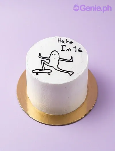 Sweet Sixteen Skateboard Doodle Cake Design