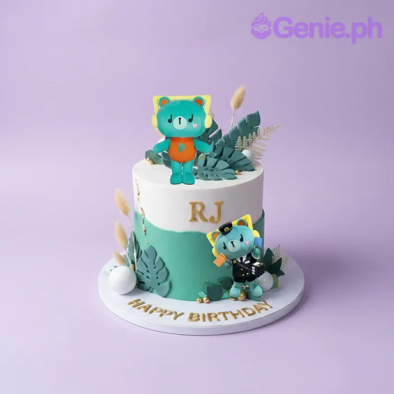 Teal Bear Uniform Cake Design