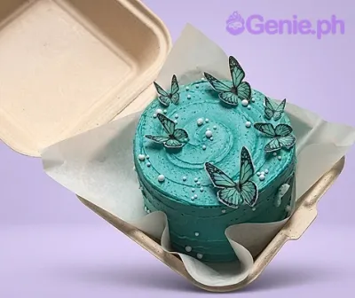 Teal Butterfly Bento Cake Design
