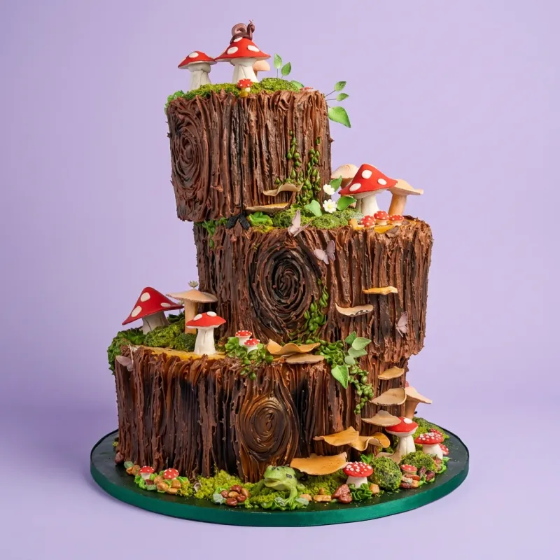Tree Stump Mushroom Cake
