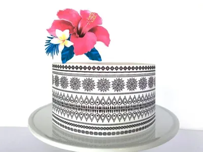 Tribal Mandala Tropical Cake Design