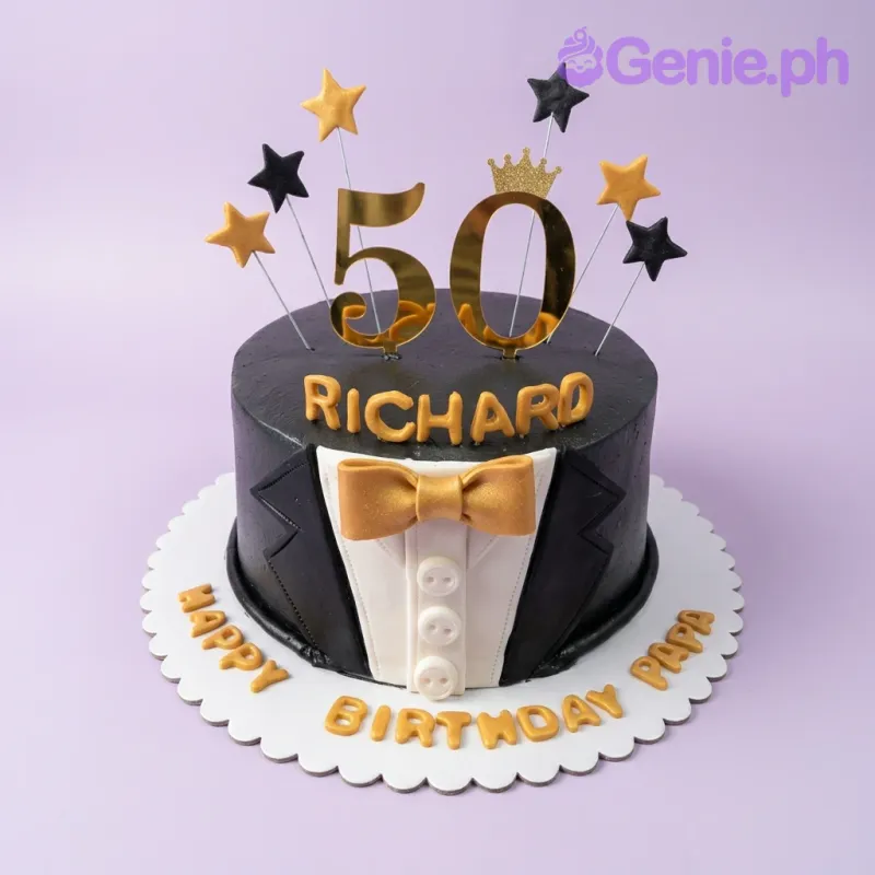 Tuxedo Fifty Cake Design