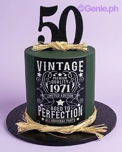 vintage 1971 1 Tier - black theme with large number 50 and vintage 1971 label
