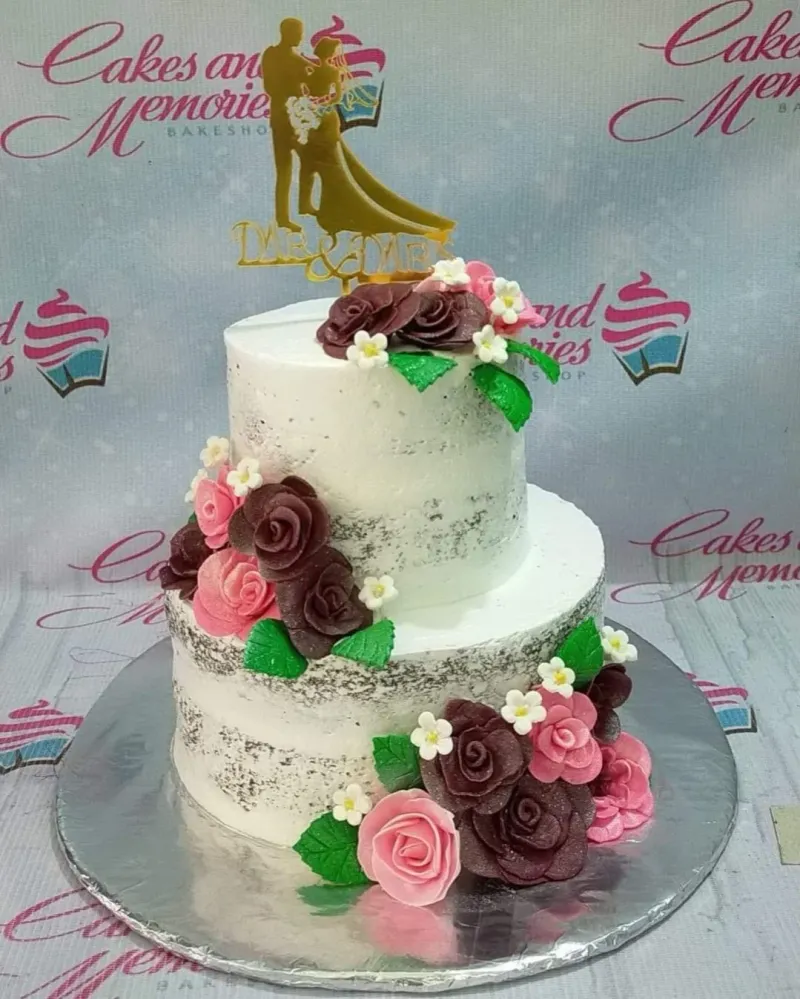 Wedding Roses Naked Cake Design