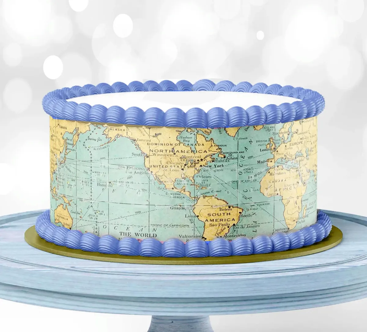 World Map Travel Cake