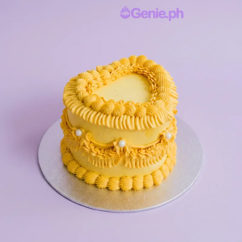 Yellow Heart Lambeth Cake Design