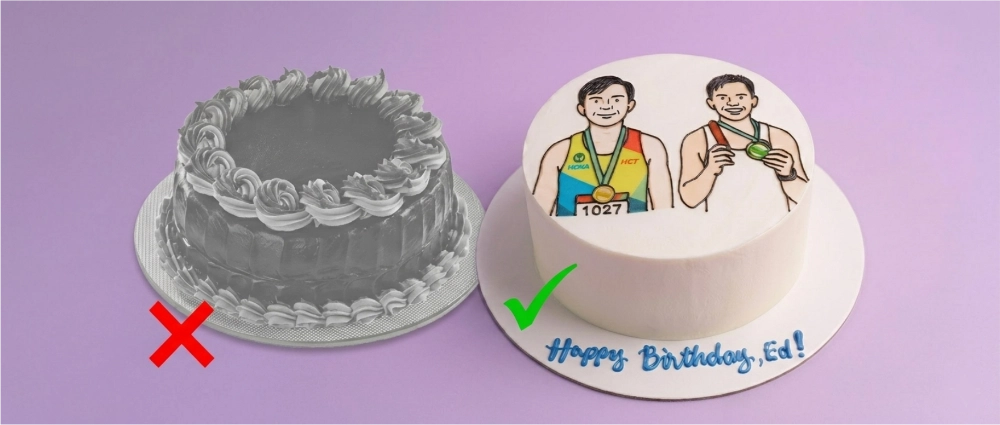 Generic cake compared with a more personal cake