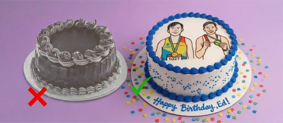 Generic cake compared with a more personal cake