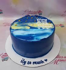 30th birthday, blue gold 1 Tier - blue, yellow, white theme with abstract blue, white, and yellow brush strokes