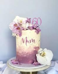 Cake 1 Tier - colorful theme with number 60 and small flower shapes