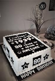 80th birthday Rectangle - white, black theme with white stars on top