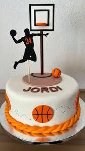 basketball 1 Tier Fondant - orange, brown theme with basketball hoop and backboard and fondant basketball