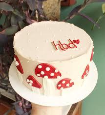 birthday red mushroom 1 Tier - red, white theme with red mushroom with white dots