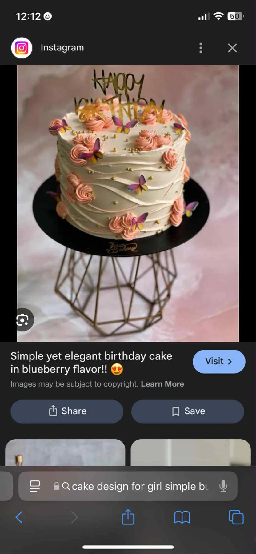 butterfly birthday 1 Tier - red, cream, pink theme with Happy Birthday topper and butterfly cutouts